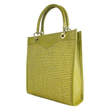 RB1026CM | Vertical Women’s Handbag in Genuine Leather and Straw – Made in Italy