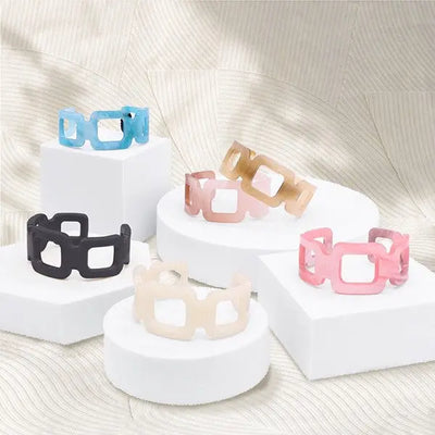 LINKED SUARED MARBLED RESIN CUFF ACRYLIC BRACELETS Jade Icarus