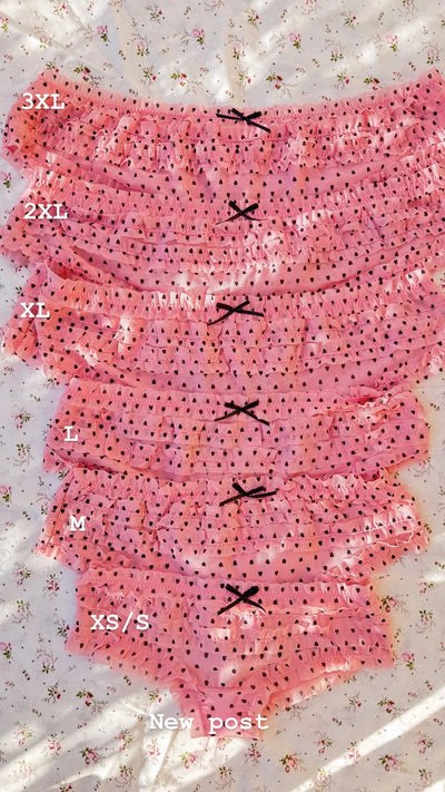 Coquette ruffle pink dot panty plus size lingerie Salmon Misty