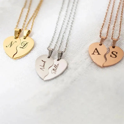 Personalized Stainless Steel Heart-shaped Necklace-personalized Pink Lucky