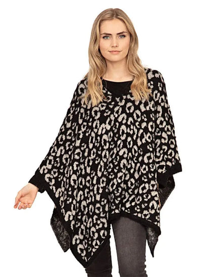 Leopard Design Poncho Mauve Jasper