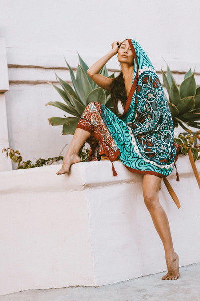 Bohemian Blanket Scarf Azure Thanatos