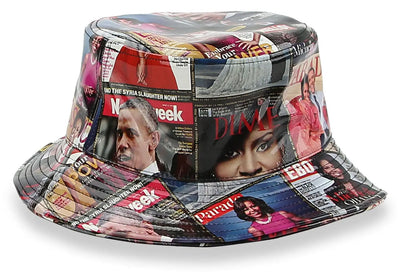 Obama Magazine Print Fashion Hat Mauve Jasper