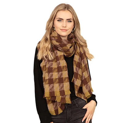 Multi Plaid Design Scarf Mauve Jasper