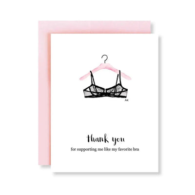 Lingerie Illustration Funny Thank You Card Magenta Lelantos