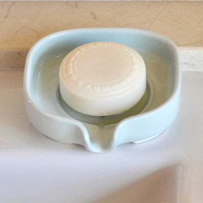 Self-Draining Porcelain Soap Dish Tan Crius