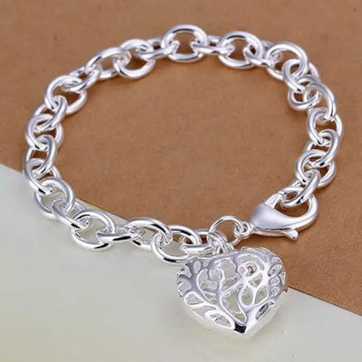 925 Sterling Silver Bracelet – Solid Thick Silver Fashion Jewelry Green Mulberry