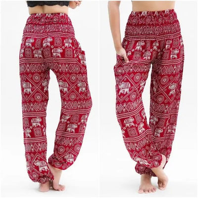 Burgundy ELEPHANT Pants Women Boho Pants Hippie Pants Yoga Tan Smokey