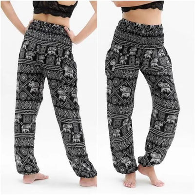 Black ELEPHANT Pants Women Boho Pants Hippie Pants Yoga Tan Smokey